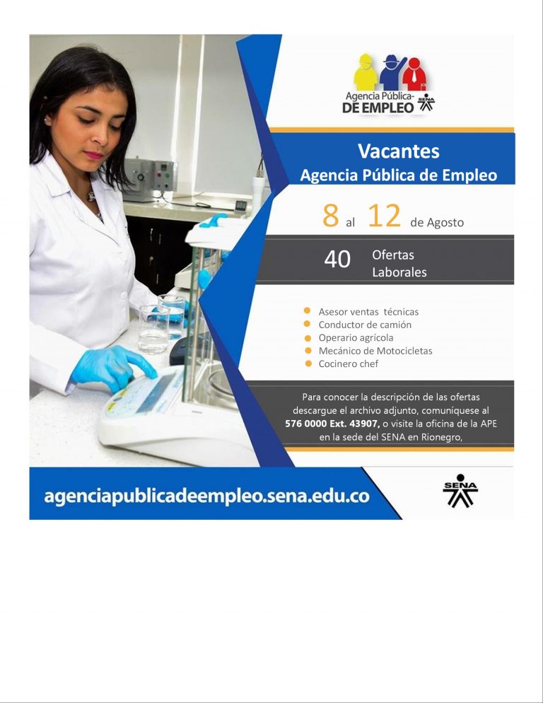 Vacantes Disponibles Semana del 08 al 12 de Agosto de 2017 Vacantes Disponibles Semana del 08 al 12 de Agosto de 2017