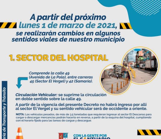 ¡Atentos! Consulta aquí los sentidos viales que cambiará en El Santuario