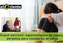 Duque sancionó reglamentación de cadena perpetua para violadores de niños
