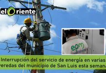 Interrupción del servicio de energía en varias veredas del municipio de San Luis esta semana
