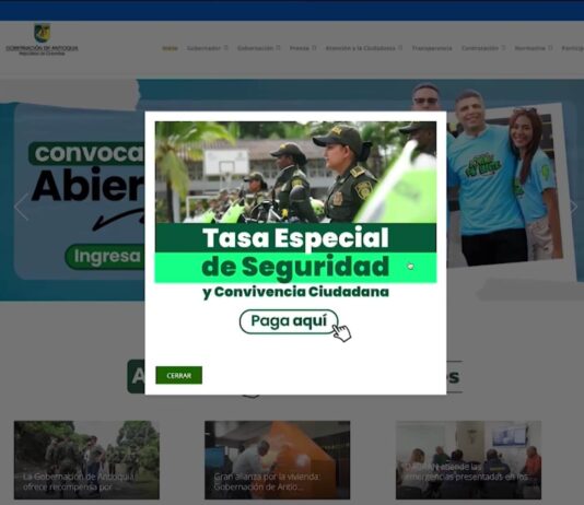 Gobernación de Antioquia habilita portal web para el pago de la tasa especial de seguridad
