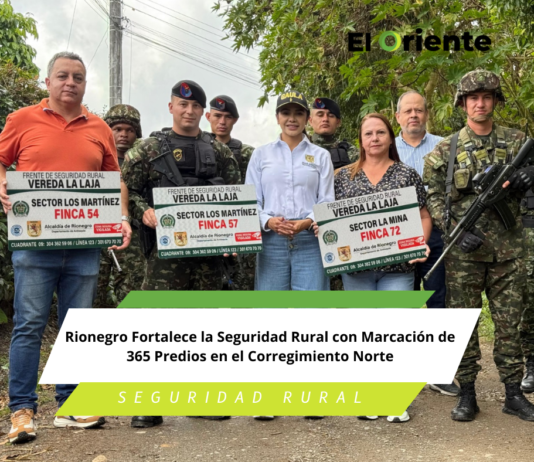 Rionegro Fortalece la Seguridad Rural con Marcación de 365 Predios en el Corregimiento Norte