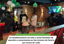 Un establecimiento cerrado y varios llamados de atención a comerciantes en San Antonio de Pereira por exceso de ruido