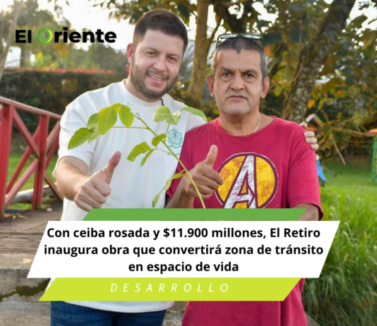 Con ceiba rosada y $11.900 millones, El Retiro inaugura obra que convertirá zona de tránsito en espacio de vida