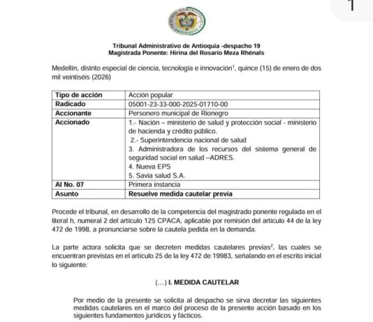 Tribunal Administrativo de Antioquia decreta medidas cautelares para proteger la red hospitalaria de Rionegro