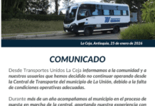TransUnidos La Ceja se retira de la terminal de La Unión por presuntas fallas operativas