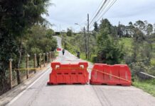 Cierre total de la vía en la vereda Abreito por obras de estabilización del terreno